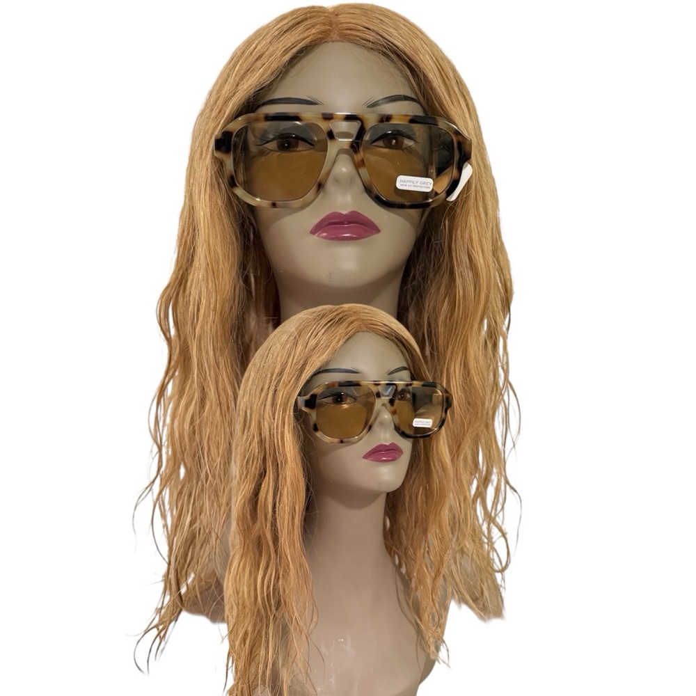 Tortoiseshell Oversized Square Sunglasses - Amber Lenses-Happily Grey